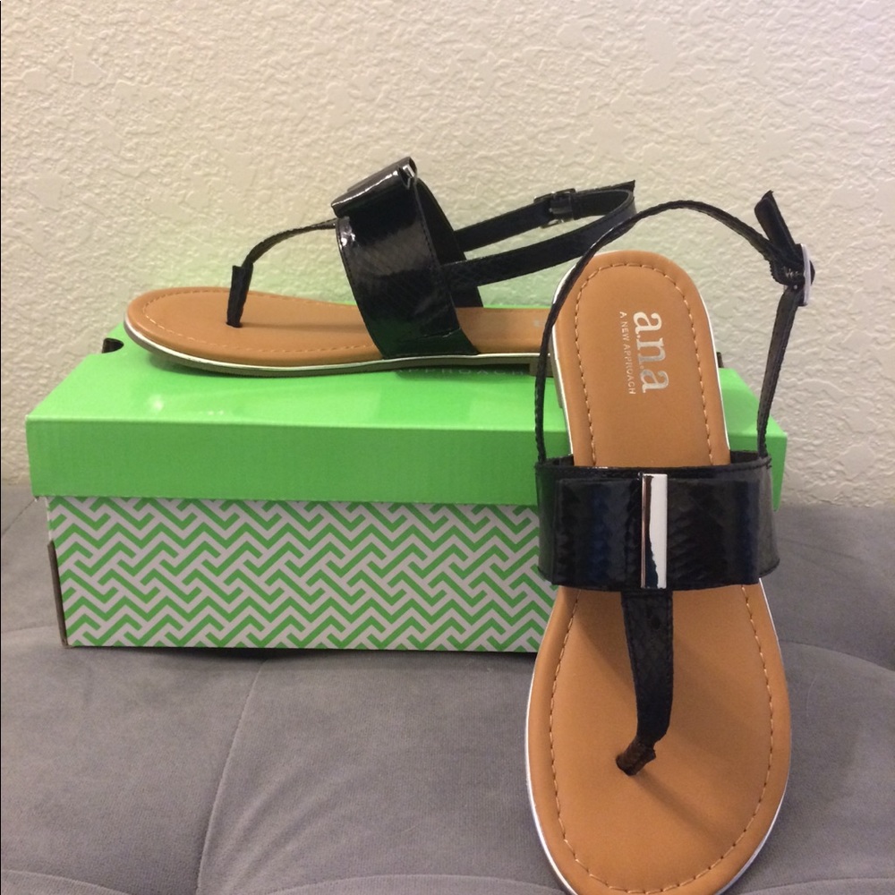 Sandals-ANA black patent flats. NWT